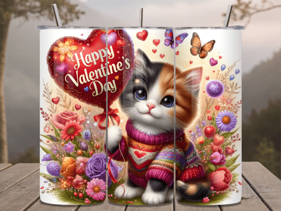 Calico Kitten Valentine Balloon Tumbler: A Unique Design for Every Occasion