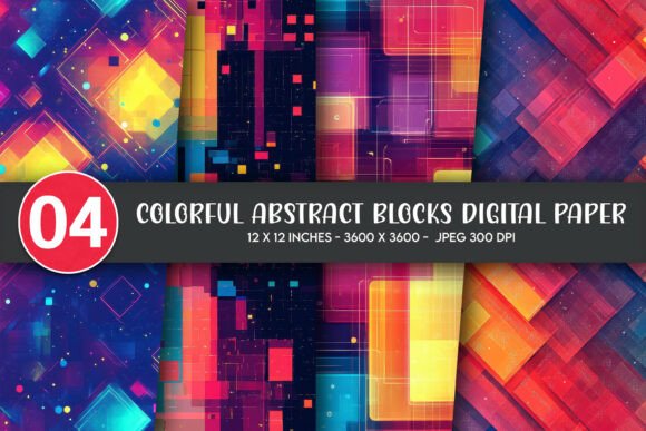 Colorful Abstract Blocks Digital Paper
