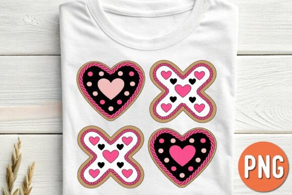 Crochet Valentine Heart Cookies Set PNG