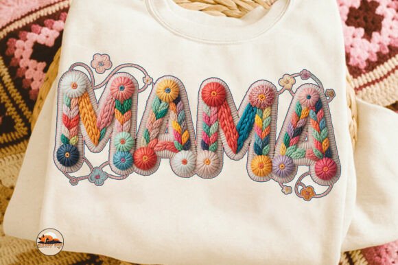 Faux Yarn Mama Shirt Sublimation Png
