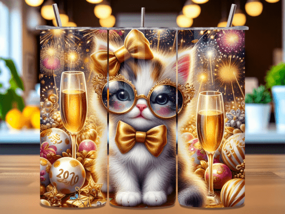 Hello 2026 Gold Disco Ball Tumbler Wrap