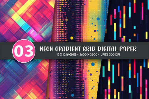 Neon Gradient Grid Digital Paper: A Versatile Design for Modern Creativity