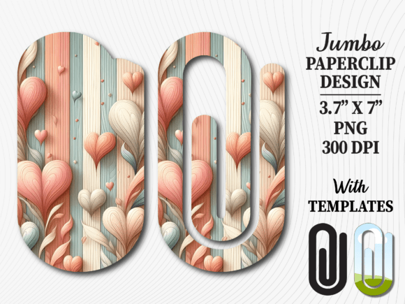 Pastel Shabby Chic Heart Jumbo Paperclip