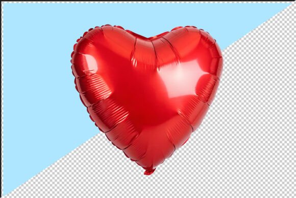 Red Heart Shaped Foil Balloon PNG