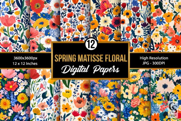Spring Matisse Flowers Digital Papers: A Creative Resource for Modern Designers