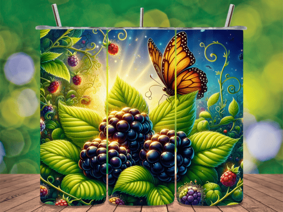 Sunlit Butterfly Blackberries Tumbler