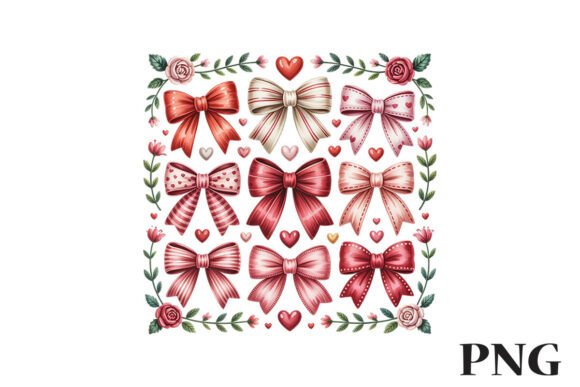 Valentine Romantic Bows Hearts Clipart: A Versatile Design for Creative Projects