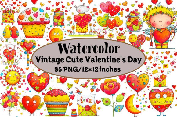 Vintage Cute Valentine's Day Clipart: A Timeless Addition to Your Creative Projects