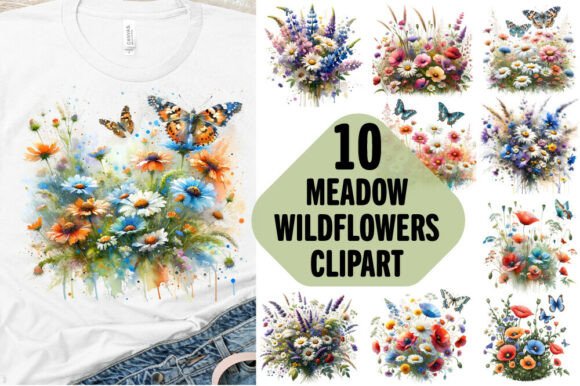 Watercolor Meadow Wildflowers Bundle: A Versatile Addition to Your Creative Workflow