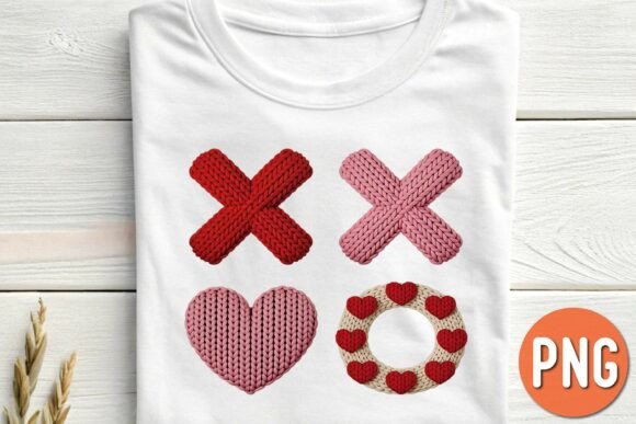 Yarn Puff Valentine XO Heart Wreath PNG